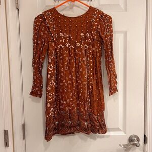 ZARA Kids Brown Paisley Long Sleeve Dress